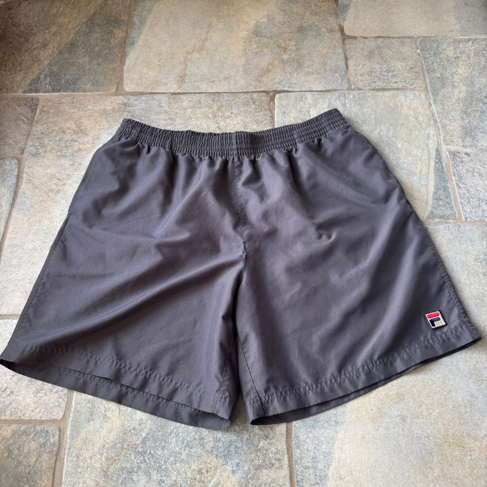 FILA Sport Gray Athletic Shorts Men's XL Y2K Inspired 90s Gym Logo Streetwear 7"
